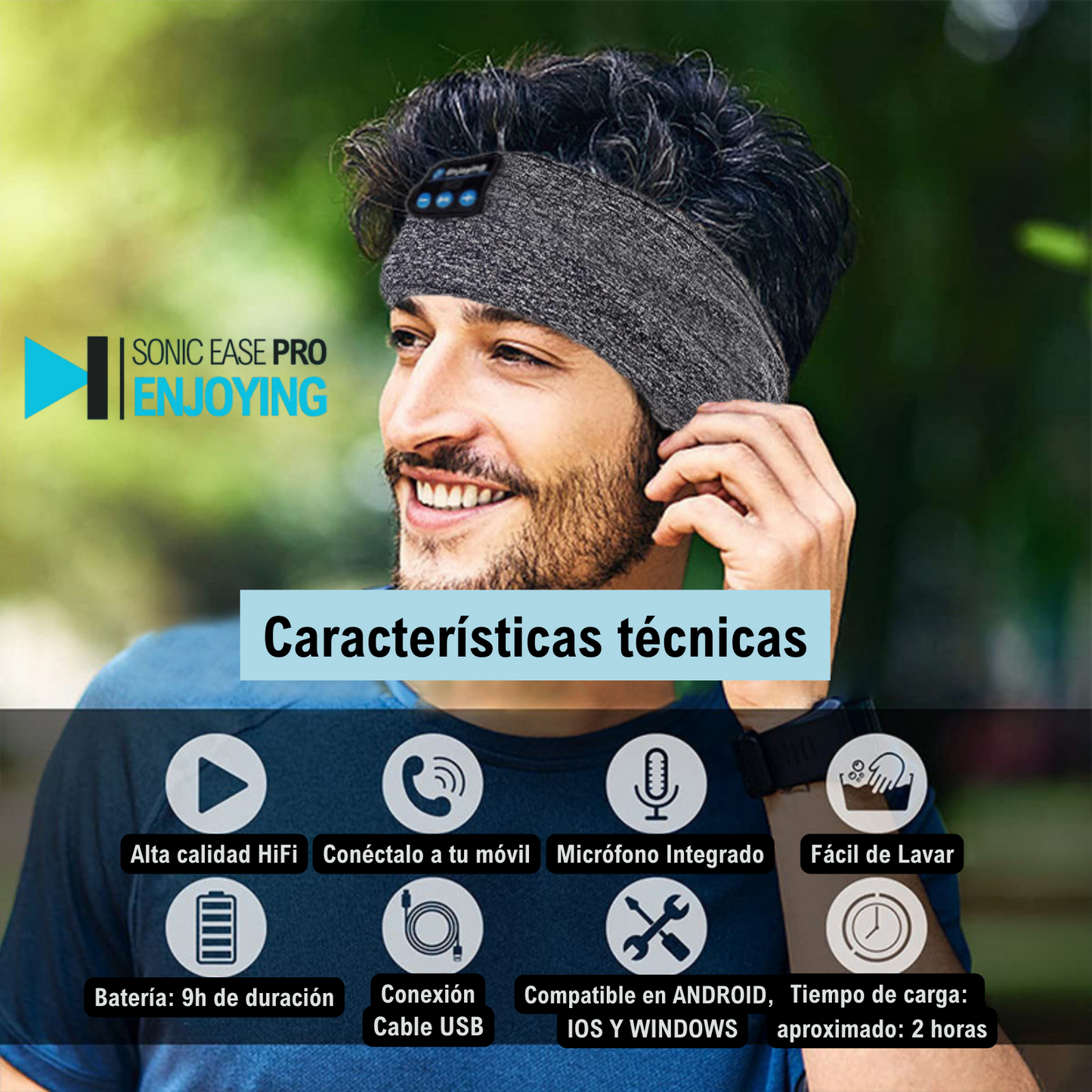 SonicEase Pro Enjoying™ - Banda con Auriculares Bluetooth